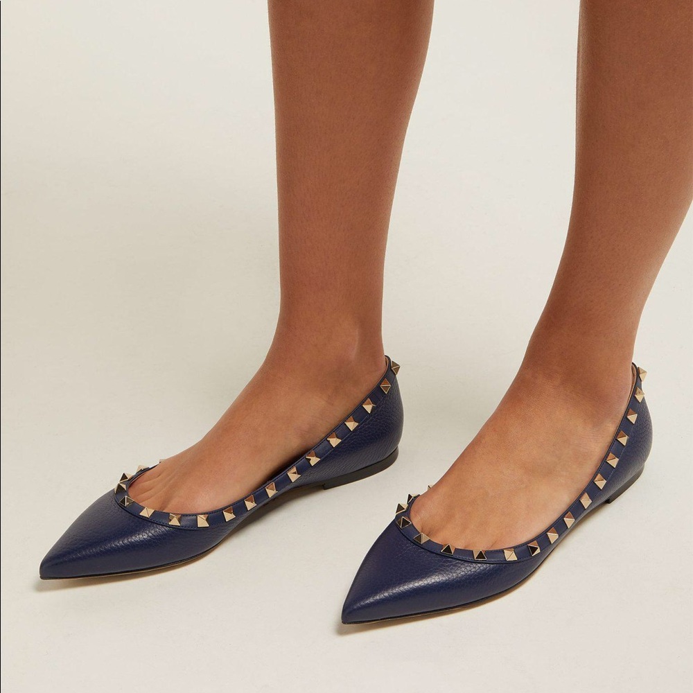 VALENTINO navy Rockstud flats